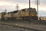 Paused eastbound vehicle train
